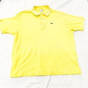 Lacoste Men's Short Sleeve Polo Neon Yellow Button Down Size 7 (Large)